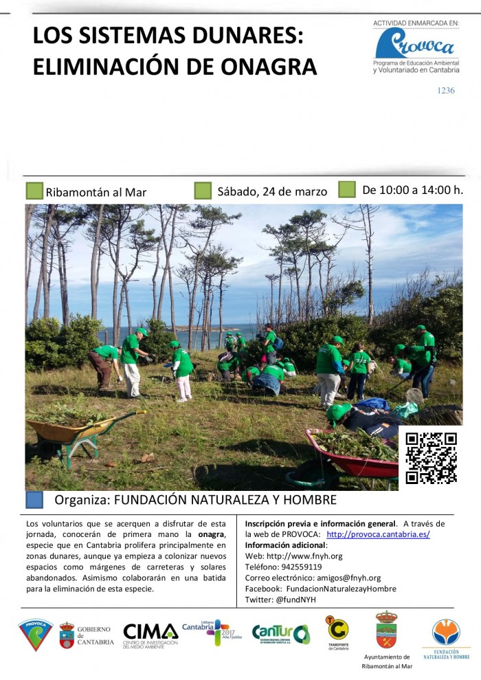 Contra las plantas invasoras, iniciamos colaboración de FNYH en el PROVOCA 2018 Los sistemas dunares: eliminación de onagra. Actividad PROVOCA 23 marzo 2018