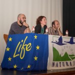 Los productores Alba Azaola y Daniel Carrasco y el coordinador del LIFE Anillo Verde Antonio Urchaga